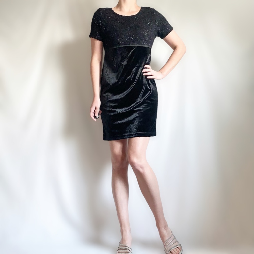 Vintage Y2K Black Velvet Mini Dress